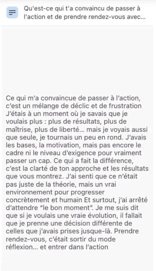 Message : le déclic pour passer à l'action et sortir du mode réflexion.